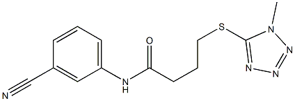 N-(3-cyanophenyl)-4-[(1-methyl-1H-1,2,3,4-tetrazol-5-yl)sulfanyl]butanamide 结构式