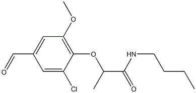 N-butyl-2-(2-chloro-4-formyl-6-methoxyphenoxy)propanamide 结构式