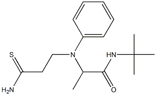 N-tert-butyl-2-[(2-carbamothioylethyl)(phenyl)amino]propanamide 结构式