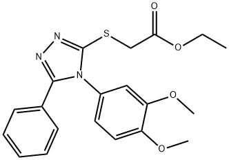 Acetic  acid,  2-[[4-(3,4-dimethoxyphenyl)-5-phenyl-4H-1,2,4-triazol-3-yl]thio]-,  ethyl  ester 结构式