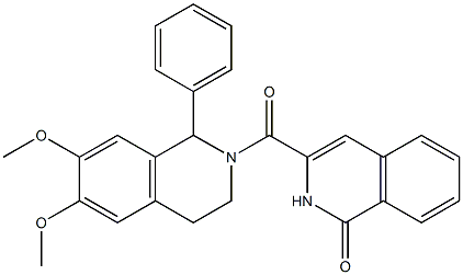 1(2H)-Isoquinolinone,  3-[(3,4-dihydro-6,7-dimethoxy-1-phenyl-2(1H)-isoquinolinyl)carbonyl]- 结构式
