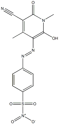 3-Pyridinecarbonitrile,  1,2-dihydro-6-hydroxy-1,4-dimethyl-5-[2-[4-(nitrosulfonyl)phenyl]diazenyl]-2-oxo- 结构式