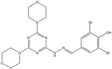 3,5-dibromo-4-hydroxybenzaldehyde [4,6-di(4-morpholinyl)-1,3,5-triazin-2-yl]hydrazone 结构式