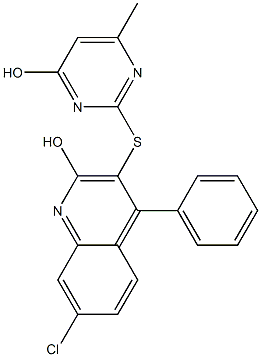 7-chloro-3-[(4-hydroxy-6-methyl-2-pyrimidinyl)sulfanyl]-4-phenyl-2-quinolinol 结构式