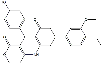 methyl 7-(3,4-dimethoxyphenyl)-4-(4-hydroxyphenyl)-2-methyl-5-oxo-1,4,5,6,7,8-hexahydro-3-quinolinecarboxylate 结构式