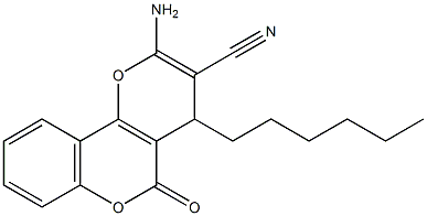 2-amino-4-hexyl-5-oxo-4H,5H-pyrano[3,2-c]chromene-3-carbonitrile 结构式