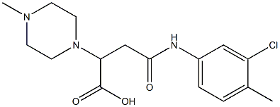 4-(3-chloro-4-methylanilino)-2-(4-methyl-1-piperazinyl)-4-oxobutanoic acid 结构式