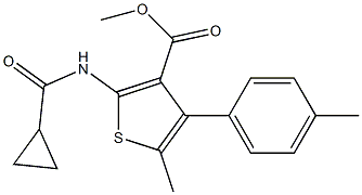 methyl 2-[(cyclopropylcarbonyl)amino]-5-methyl-4-(4-methylphenyl)-3-thiophenecarboxylate 结构式