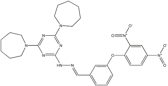 3-{2,4-bisnitrophenoxy}benzaldehyde [4,6-di(1-azepanyl)-1,3,5-triazin-2-yl]hydrazone 结构式