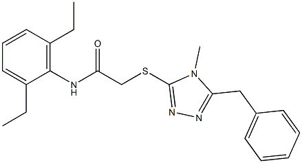 2-[(5-benzyl-4-methyl-4H-1,2,4-triazol-3-yl)sulfanyl]-N-(2,6-diethylphenyl)acetamide 结构式