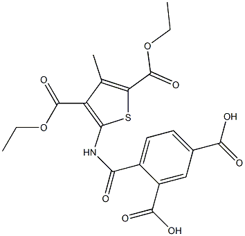 4-({[3,5-bis(ethoxycarbonyl)-4-methyl-2-thienyl]amino}carbonyl)isophthalic acid 结构式