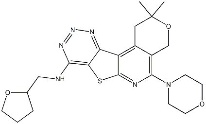 N-[2,2-dimethyl-5-(4-morpholinyl)-1,4-dihydro-2H-pyrano[4'',3'':4',5']pyrido[3',2':4,5]thieno[3,2-d][1,2,3]triazin-8-yl]-N-(tetrahydro-2-furanylmethyl)amine 结构式