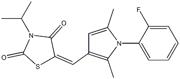 5-{[1-(2-fluorophenyl)-2,5-dimethyl-1H-pyrrol-3-yl]methylene}-3-isopropyl-1,3-thiazolidine-2,4-dione 结构式