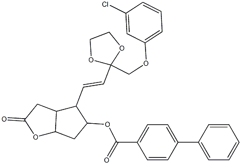 4-(2-{2-[(3-chlorophenoxy)methyl]-1,3-dioxolan-2-yl}vinyl)-2-oxohexahydro-2H-cyclopenta[b]furan-5-yl [1,1'-biphenyl]-4-carboxylate 结构式