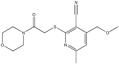 4-(methoxymethyl)-6-methyl-2-{[2-(4-morpholinyl)-2-oxoethyl]sulfanyl}nicotinonitrile 结构式