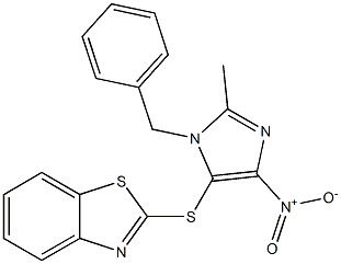 2-({1-benzyl-4-nitro-2-methyl-1H-imidazol-5-yl}sulfanyl)-1,3-benzothiazole 结构式