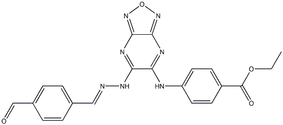 ethyl 4-({6-[2-(4-formylbenzylidene)hydrazino][1,2,5]oxadiazolo[3,4-b]pyrazin-5-yl}amino)benzoate 结构式