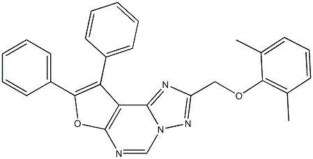 2,6-dimethylphenyl (8,9-diphenylfuro[3,2-e][1,2,4]triazolo[1,5-c]pyrimidin-2-yl)methyl ether 结构式