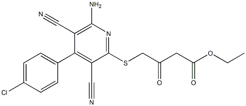 ethyl 4-{[6-amino-4-(4-chlorophenyl)-3,5-dicyano-2-pyridinyl]sulfanyl}-3-oxobutanoate 结构式