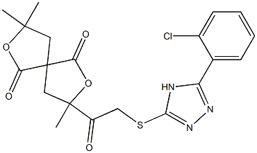 3-({[5-(2-chlorophenyl)-4H-1,2,4-triazol-3-yl]sulfanyl}acetyl)-3,8,8-trimethyl-2,7-dioxaspiro[4.4]nonane-1,6-dione 结构式