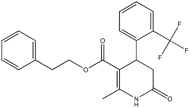 2-phenylethyl 2-methyl-6-oxo-4-[2-(trifluoromethyl)phenyl]-1,4,5,6-tetrahydro-3-pyridinecarboxylate 结构式