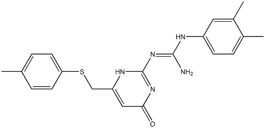 N-(3,4-dimethylphenyl)-N''-(6-{[(4-methylphenyl)sulfanyl]methyl}-4-oxo-1,4-dihydropyrimidin-2-yl)guanidine 结构式