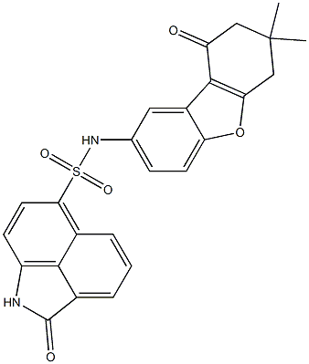 N-(7,7-dimethyl-9-oxo-6,7,8,9-tetrahydrodibenzo[b,d]furan-2-yl)-2-oxo-1,2-dihydrobenzo[cd]indole-6-sulfonamide 结构式