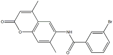 3-bromo-N-(4,7-dimethyl-2-oxo-2H-chromen-6-yl)benzamide 结构式