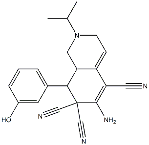 6-amino-8-(3-hydroxyphenyl)-2-isopropyl-2,3,8,8a-tetrahydro-5,7,7(1H)-isoquinolinetricarbonitrile 结构式