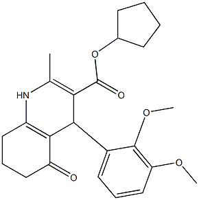 cyclopentyl 4-[2,3-bis(methyloxy)phenyl]-2-methyl-5-oxo-1,4,5,6,7,8-hexahydroquinoline-3-carboxylate 结构式