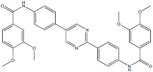 N-[4-(2-{4-[(3,4-dimethoxybenzoyl)amino]phenyl}-5-pyrimidinyl)phenyl]-3,4-dimethoxybenzamide 结构式