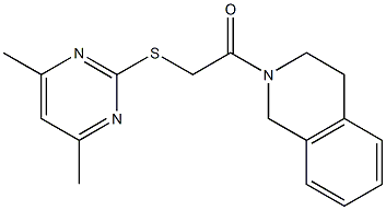 2-{[(4,6-dimethyl-2-pyrimidinyl)sulfanyl]acetyl}-1,2,3,4-tetrahydroisoquinoline 结构式