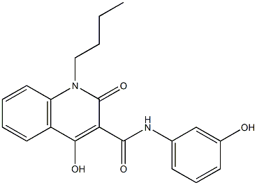 1-butyl-4-hydroxy-N-(3-hydroxyphenyl)-2-oxo-1,2-dihydro-3-quinolinecarboxamide 结构式