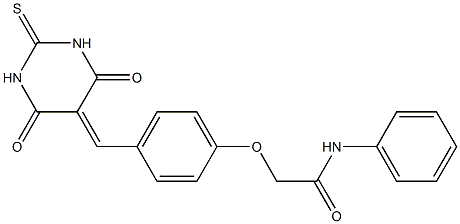 2-{4-[(4,6-dioxo-2-thioxotetrahydro-5(2H)-pyrimidinylidene)methyl]phenoxy}-N-phenylacetamide 结构式