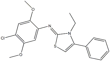 N-(4-chloro-2,5-dimethoxyphenyl)-N-(3-ethyl-4-phenyl-1,3-thiazol-2(3H)-ylidene)amine 结构式