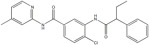 4-chloro-N-(4-methyl-2-pyridinyl)-3-[(2-phenylbutanoyl)amino]benzamide 结构式