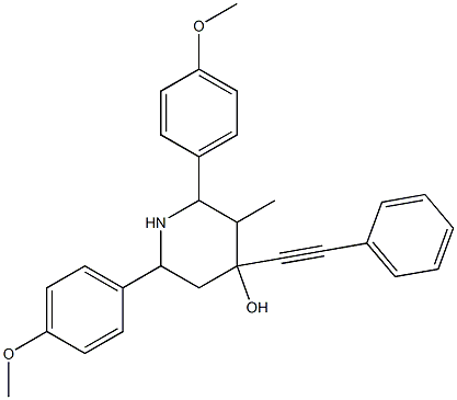 2,6-bis(4-methoxyphenyl)-3-methyl-4-(phenylethynyl)-4-piperidinol 结构式