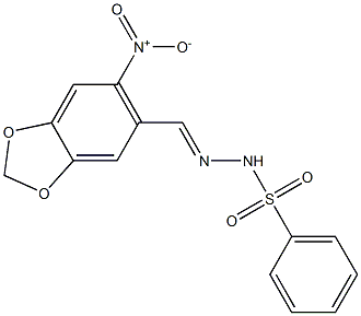 N'-({6-nitro-1,3-benzodioxol-5-yl}methylene)benzenesulfonohydrazide 结构式