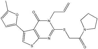 3-allyl-5-(5-methyl-2-furyl)-2-{[2-oxo-2-(1-pyrrolidinyl)ethyl]sulfanyl}thieno[2,3-d]pyrimidin-4(3H)-one 结构式