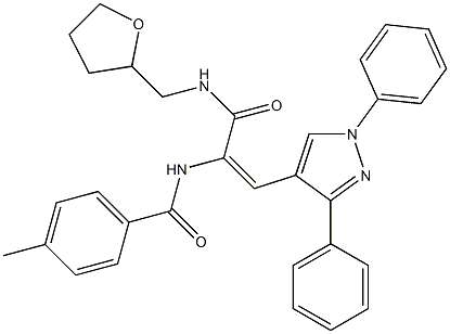 N-(2-(1,3-diphenyl-1H-pyrazol-4-yl)-1-{[(tetrahydro-2-furanylmethyl)amino]carbonyl}vinyl)-4-methylbenzamide 结构式