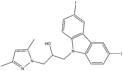 1-(3,6-diiodo-9H-carbazol-9-yl)-3-(3,5-dimethyl-1H-pyrazol-1-yl)-2-propanol 结构式