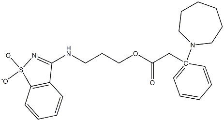 3-[(1,1-dioxido-1,2-benzisothiazol-3-yl)amino]propyl 1-azepanyl(phenyl)acetate 结构式