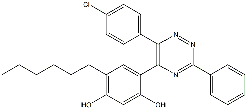 4-[6-(4-chlorophenyl)-3-phenyl-1,2,4-triazin-5-yl]-6-hexyl-1,3-benzenediol 结构式