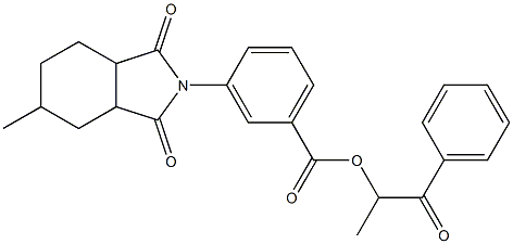 1-methyl-2-oxo-2-phenylethyl 3-(5-methyl-1,3-dioxooctahydro-2H-isoindol-2-yl)benzoate 结构式