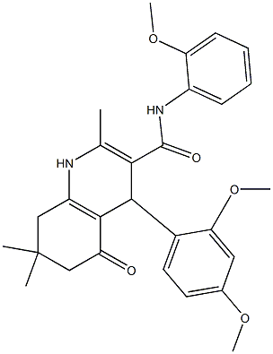 4-(2,4-dimethoxyphenyl)-N-(2-methoxyphenyl)-2,7,7-trimethyl-5-oxo-1,4,5,6,7,8-hexahydro-3-quinolinecarboxamide 结构式