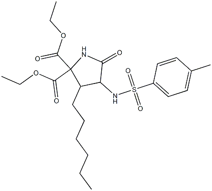 diethyl 3-hexyl-4-{[(4-methylphenyl)sulfonyl]amino}-5-oxo-2,2-pyrrolidinedicarboxylate 结构式
