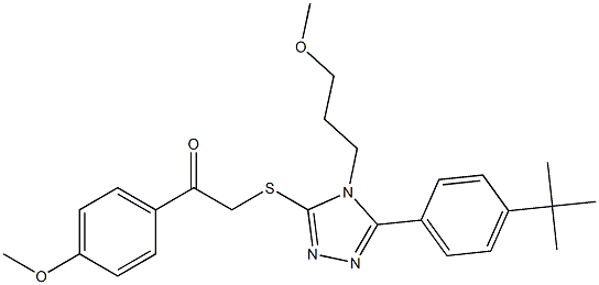 2-{[5-(4-tert-butylphenyl)-4-(3-methoxypropyl)-4H-1,2,4-triazol-3-yl]sulfanyl}-1-(4-methoxyphenyl)ethanone 结构式