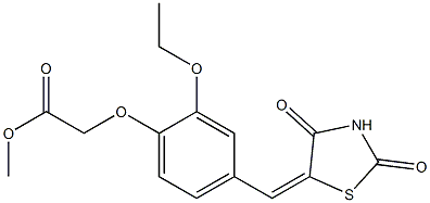 methyl {4-[(2,4-dioxo-1,3-thiazolidin-5-ylidene)methyl]-2-ethoxyphenoxy}acetate 结构式