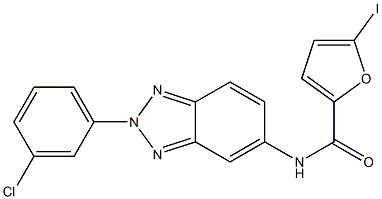 N-[2-(3-chlorophenyl)-2H-1,2,3-benzotriazol-5-yl]-5-iodo-2-furamide 结构式
