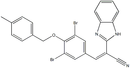 2-(1H-benzimidazol-2-yl)-3-{3,5-dibromo-4-[(4-methylbenzyl)oxy]phenyl}acrylonitrile 结构式